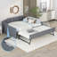 Lit de jour double rembourré avec lit gigogne Chargement USB, robuste et amp; Peu encombrant, gris
