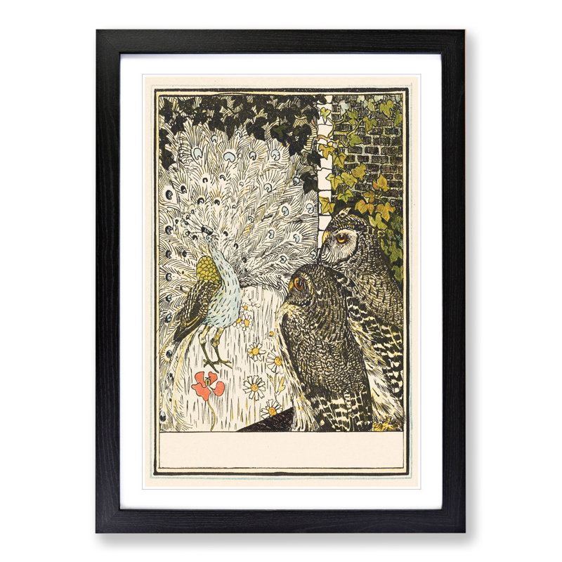 Showing off Peacock by Theo Van Hoytema - Framed Print, 65cm H x 48cm W x 2cm D, Black Framed