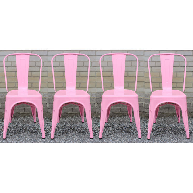 Chaise d’appoint à lattes en métal en métal pour pistolet Wallsend, Rose clair