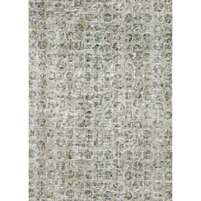 Tapis vert / beige / gris en laine noué à la main de conception unique des années 1960 de taille 6 pi x 9 pi 6 pi 7 po x 9 pi