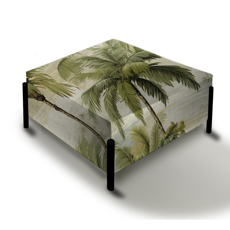 Motif rétro Vintage Palm Ii Tropical - Grand repose-pieds carré tropical