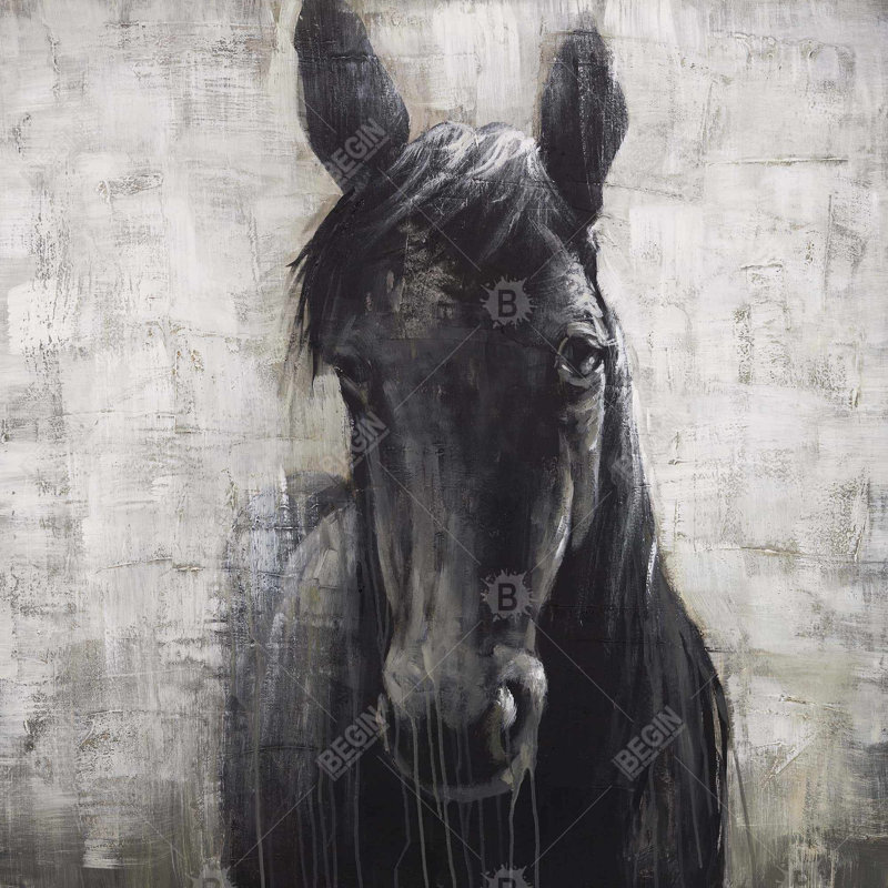 Black horse - 26"x26" Throw pillow cover - Poly twill - Print on demand