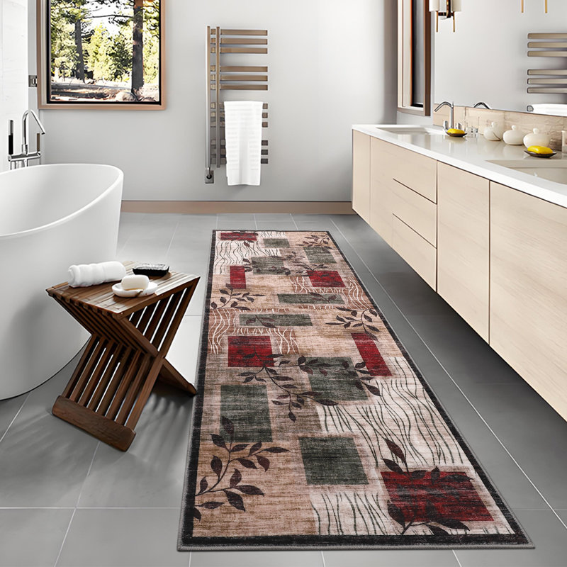 Machine Washable Rug with Rubber Backing for Living Room Modern Non-Slip Dining Room Rug Easy-Cleaning Geometric Floor Carpet for Bedroom Hallway Kitchen Office Playroom