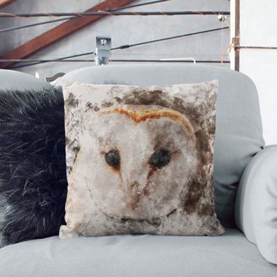 Barn Owl Vol.1 Watercolour Square Throw Cushion