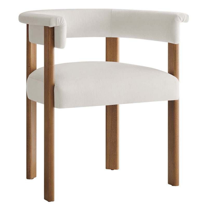 Modway Imogen Velvet Low Back Armchair, Alabaster