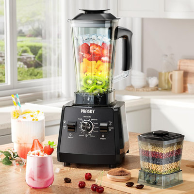 Professional Blender, Smoothies Blenders, PRASKY Max.2400Watts/1000Watts Blender and Grinder Combo 25000RPM Powerful Kitchen 68oz BPA Free 2 Containers Countertop Blenders Ice Crushing, Juice