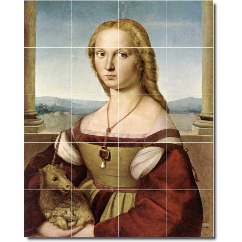 Carreau de céramique décorative 24 po x 30 po 6 po x 6 po, Peinture de femme Raphael W06908