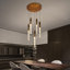 Luminaire suspendu en cristal moderne à 5 lumières à DEL pour îlot de cuisine - doré