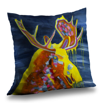 Colorful Moose - Wildlife Orange Poly Twill Throw for – Throw Pillow Cover Only, Double-Sided Print, Insert Not Included