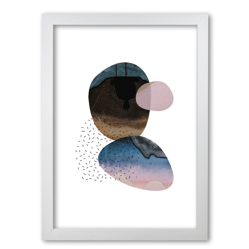 Abstract Shapes - Single Picture Frame Print, White Grain Frame, 85 cm H x 60 cm W x 5 cm D