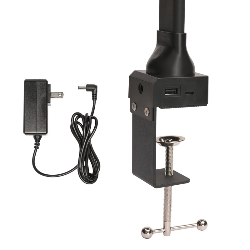 Clamp-On LED Desk Lamp with 5 Modes, Sensor, USB Ports & Timer - Black