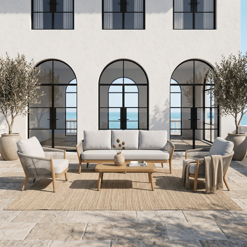 Turin 5 - Person Rope Outdoor Conversation Set With Cushions