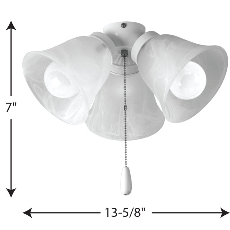 13.63'' 3 - Light Branched Ceiling Fan Light Kit, White