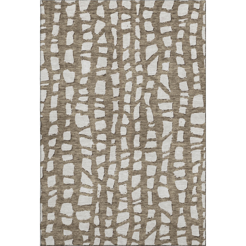Premium Machine Washable Prisco Brown Rug, Rectangle 3' x 5'
