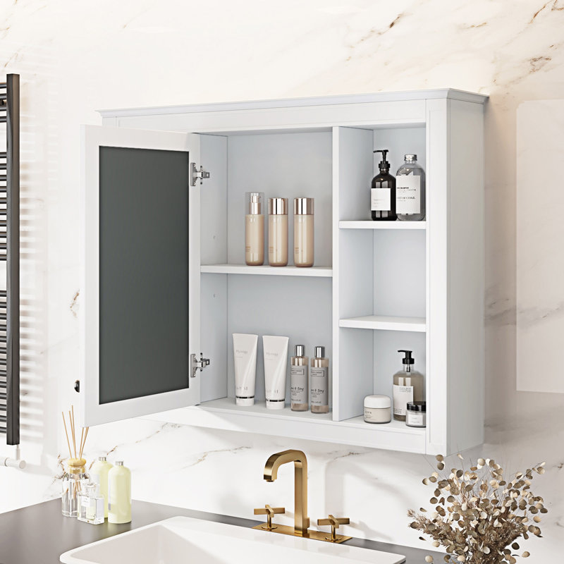 Armoire à pharmacie murale avec miroir, Blanc