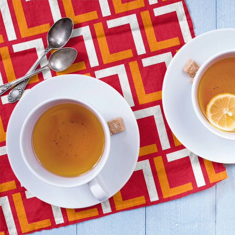 Tokyo Tea Towel Kitchen Towel, Polyester, Orange/White/Red