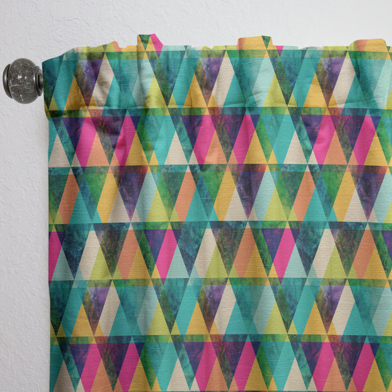 Watercolor Triangles Pattern - Geometric Curtain - Velvet Room darkening - 1 panel, 52"W x 120"L
