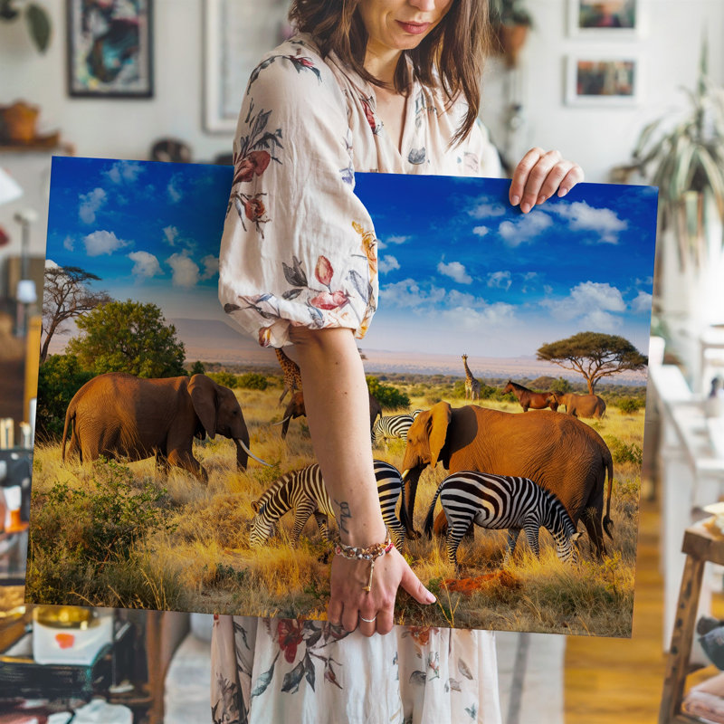 "Toile dans une scène de savane vibrante", H 11 po x l 14 po