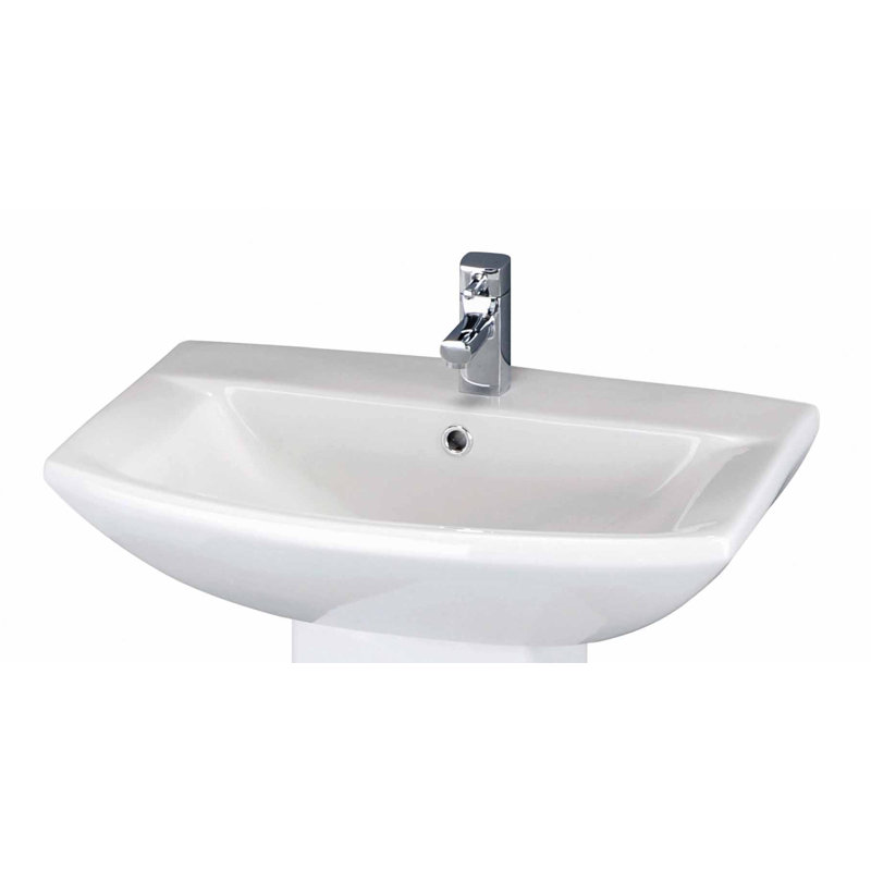 Nuie 600mm L x 430mm W White Ceramic Rectangular Sink with Overflow