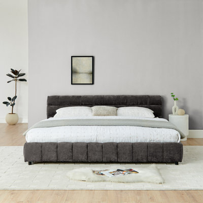 Upholstered Bed ,Comfortable Upholstered Bed Frame, Chenille Fabric, With Headboard And Solid Bed Frame. With Drawer For Storage