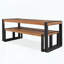 Ensemble de salle à manger 3 pièces en bois d'acacia avec structure en acier et texture de bois unique