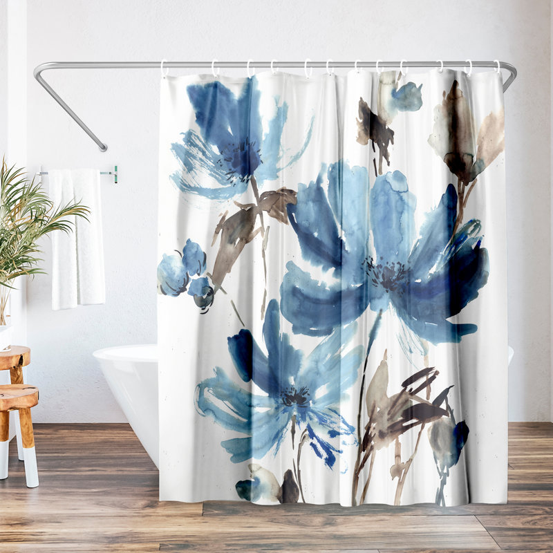 Botanical Shower Curtain Blissful Blue by PI Creative Art