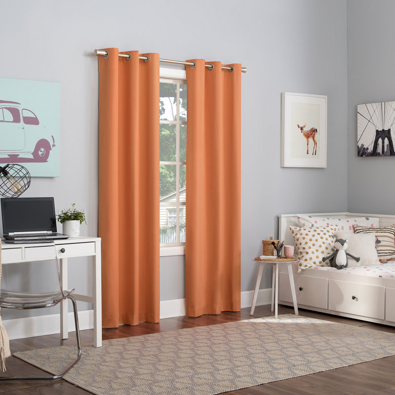 Bright Vibes 100% Blackout Grommet Curtain Panel, 40" x 63", Orange