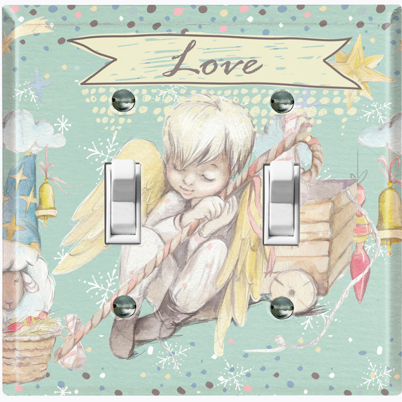 Plaque murale d'interrupteur à bascule 2 étoiles Angel Baby Love