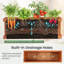  Lit de jardin surélevé en bois avec trous de drainage et doublure pour fleurs, légumes, herbes-2130093802