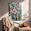 Art sur toile de pot de fleurs roses prêt à être accroché - salon confortable-123049292