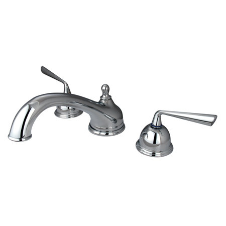 Kingston Brass Silver Sage Two-Handle 3-Hole Deck Mount Roman Tub Faucet, Polished Chrome