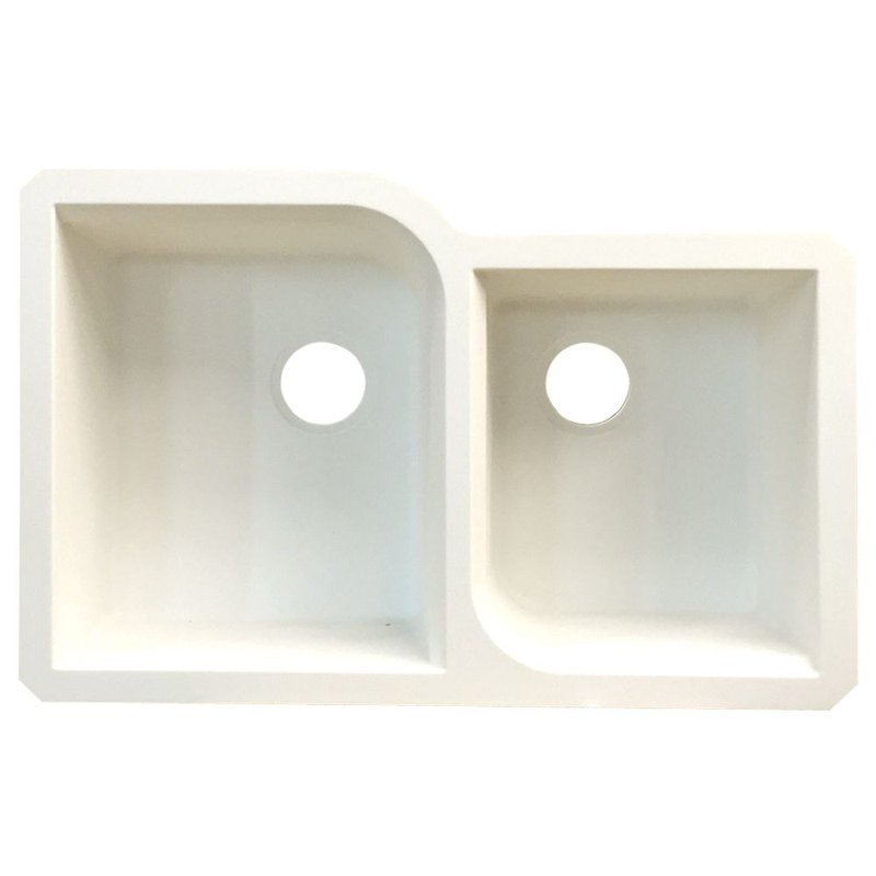 Évier de cuisine en granite double offset l 31 po x l 20 po Radius, Blanc