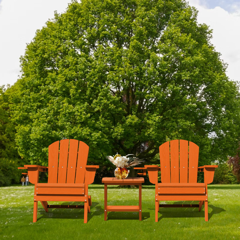Folding Resin Adirondack Chairs (set Of 2), Orange