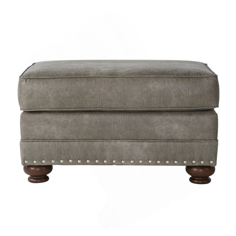 Shandon Fabric Upholstered Nailhead Ottoman, Goliath Mica