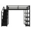 Lit mezzanine pratique en métal avec tablettes de rangement, armoire et garde-robe
