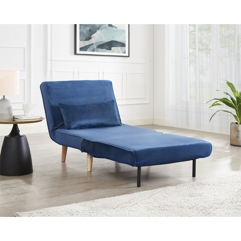 Griswalda 1 Seater Velvet Reclining Futon, Blue Velvet