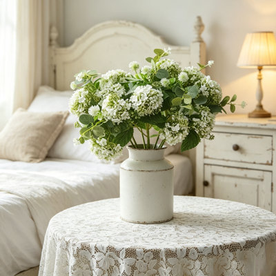 Arrangement floral d'hortensia artificiel 2 pièces avec feuilles d'eucalyptus, bouquet de fleurs artificielles pour la décoration intérieure, centre de table, décoration de mariage campagnard