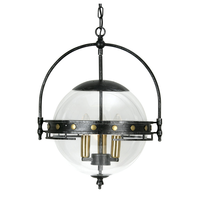 Iveta 3 - Light Sliver Brushed Black Sphere Pendant