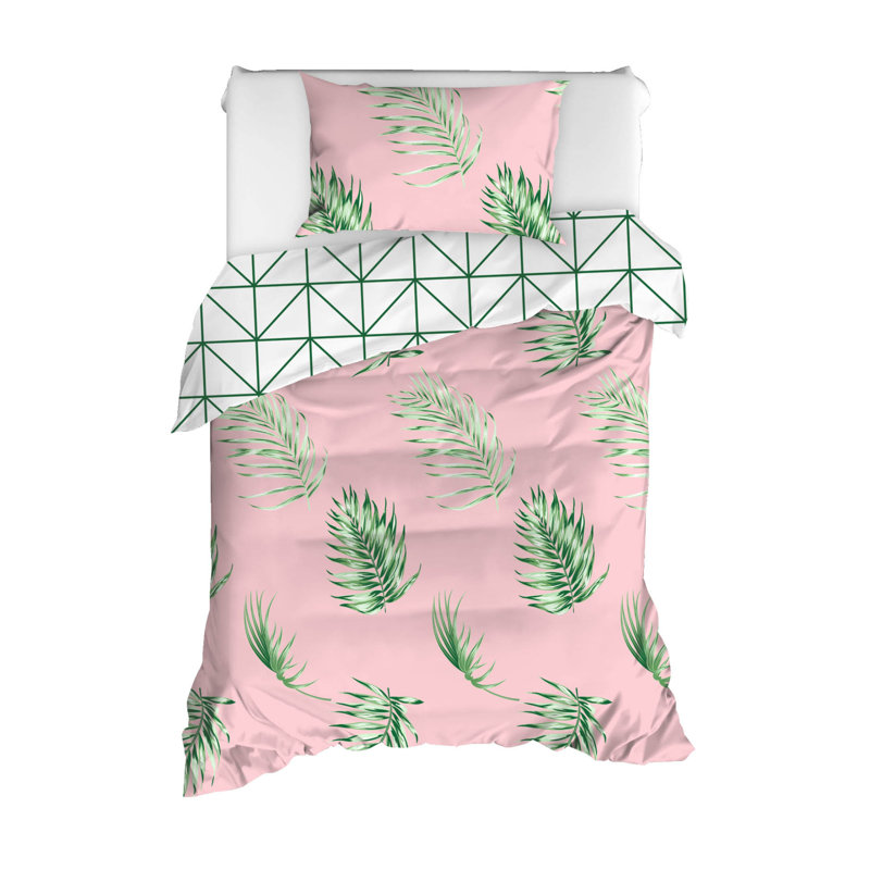 Ensemble de housse de couette 100% coton Croll, Housse de couette simple + 1 taie d'oreiller 31 po, Vert