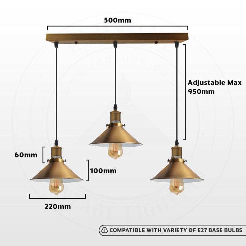 Gantz 3 - Light Yellow Brass Kitchen Island Pendant, No