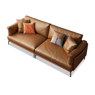 Orange Genuine Leather Modular Sofa cushion couch