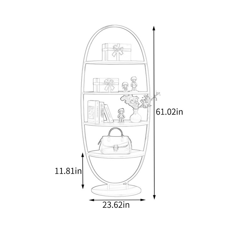 Orange Egg Shape Display Shelf, (4 Shelves) 61.02"H x 23.62"W x 23.62"D