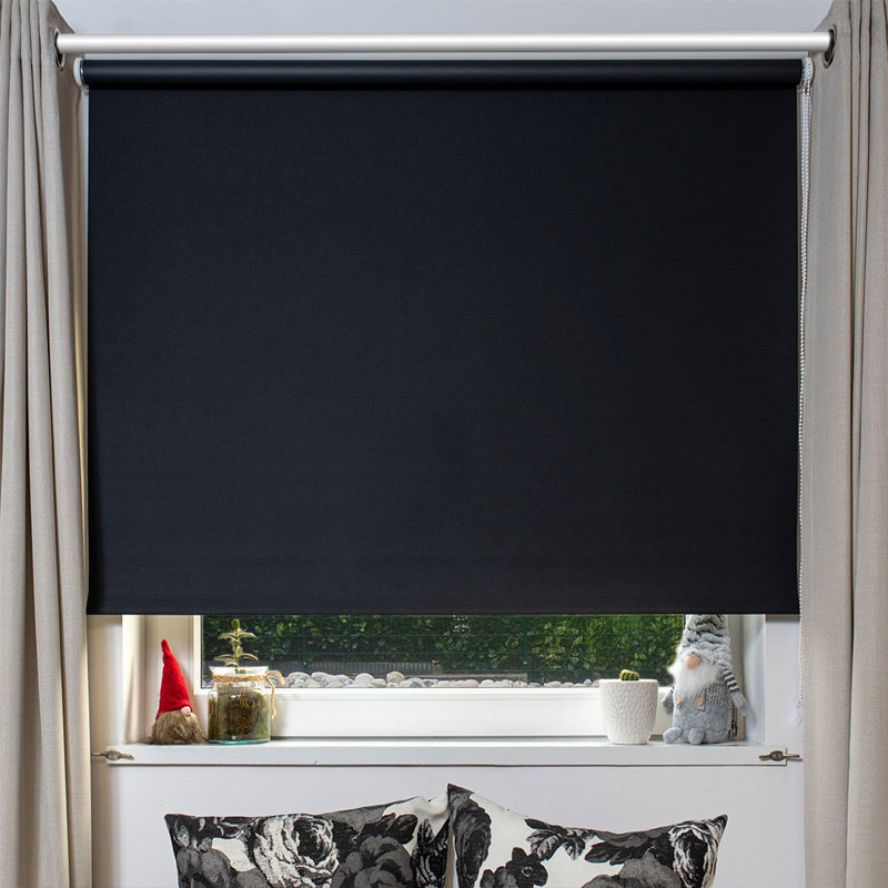 Cut to Size Blackout Roller Blind, 195 cm L x 60 cm W, Black