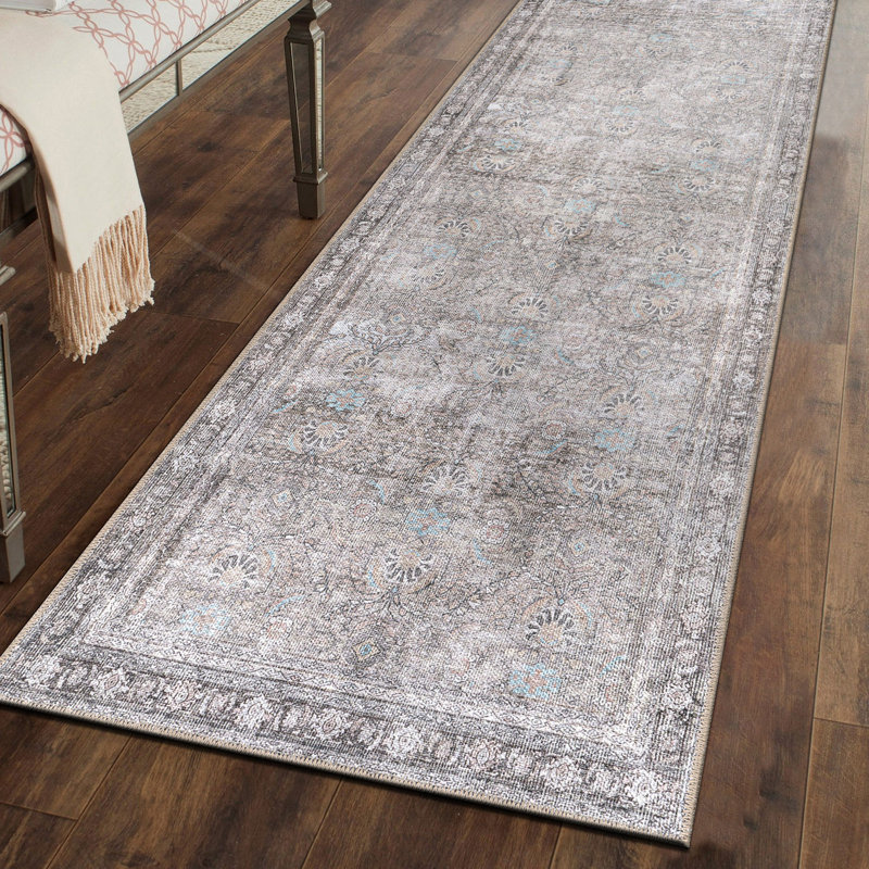 Tapis ivoire / gris Griffey, Tapis de couloir 2 pi 6 po x 6 pi