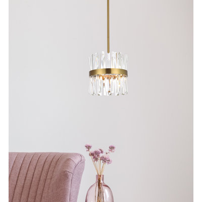 Luminaire suspendu rond en cristal Athol 12 pouces noir