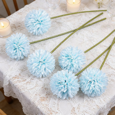 6 pièces de fleurs de chrysanthème artificielles - vraies fleurs artificielles pour vase, décoration de fête de mariage pour bureau à domicile
