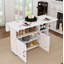 Table pliante multifonctionnelle avec tablettes et roulettes de rangement, table de salle à manger pliable de 47 pouces pour les petits espaces, bureau compact pour la cuisine, dortoir, bureau (blanc)