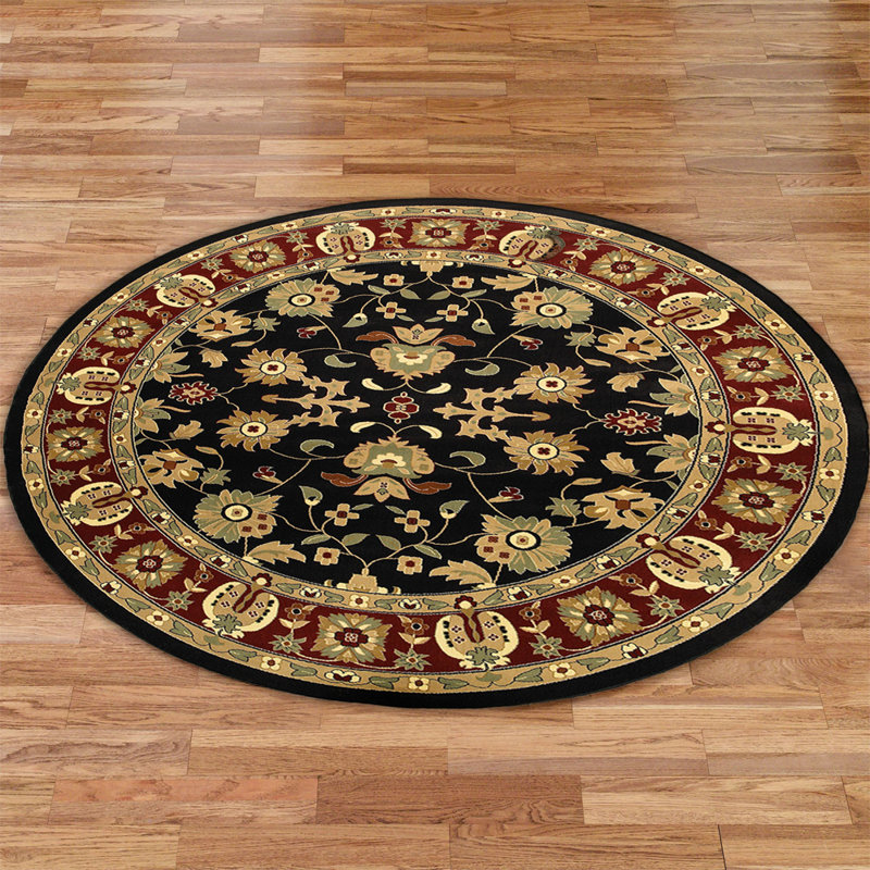 Tapis oriental noir / rouge Rowena, Rond 6 pi 2 po