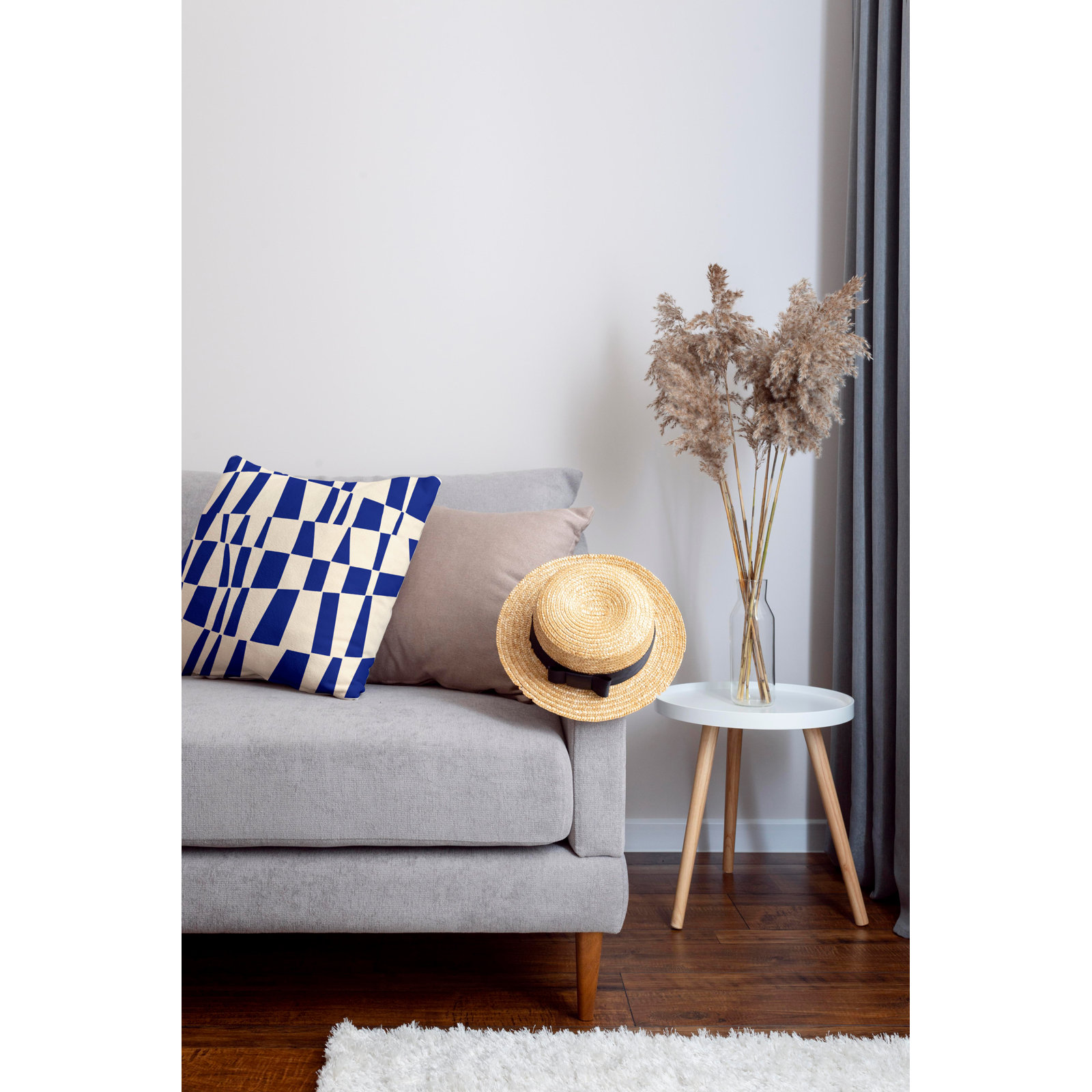 Polyester Throw Pillow, 19W" x 19H", Navy Blue