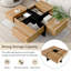 Table basse de conception unique avec 4 rangements cachés, table de cocktail carrée, plateau coulissant extensible, ultrabrillant UV, salon, 31,5 po x 31,5 po | Idée de cadeau